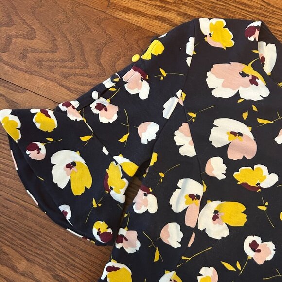 BODEN Alexis Jersey Midi Dress French Navy Blue Yellow Floral Size 6P Lined - Picture 9 of 14